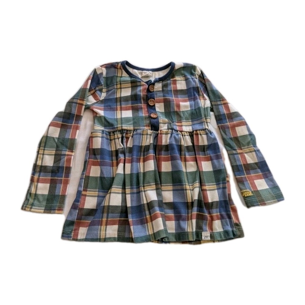 Lulu + Roo Girls 6 The Polar Express Plaid Christmas Holiday Henley Dress Train - Picture 2 of 8